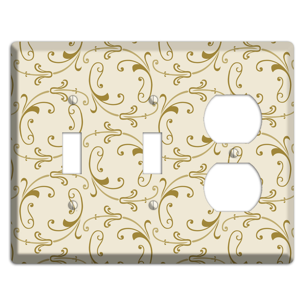 Off White with Gold Victorian Sprig 2 Toggle / Duplex Wallplate
