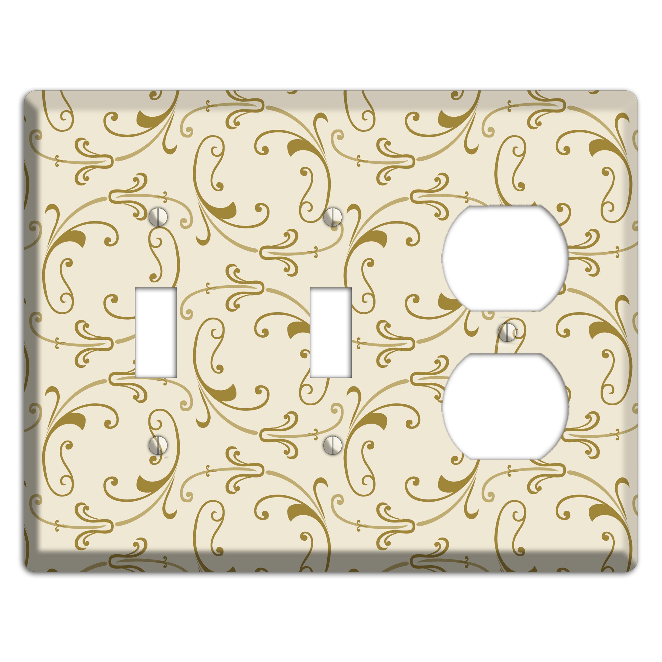 Off White with Gold Victorian Sprig 2 Toggle / Duplex Wallplate