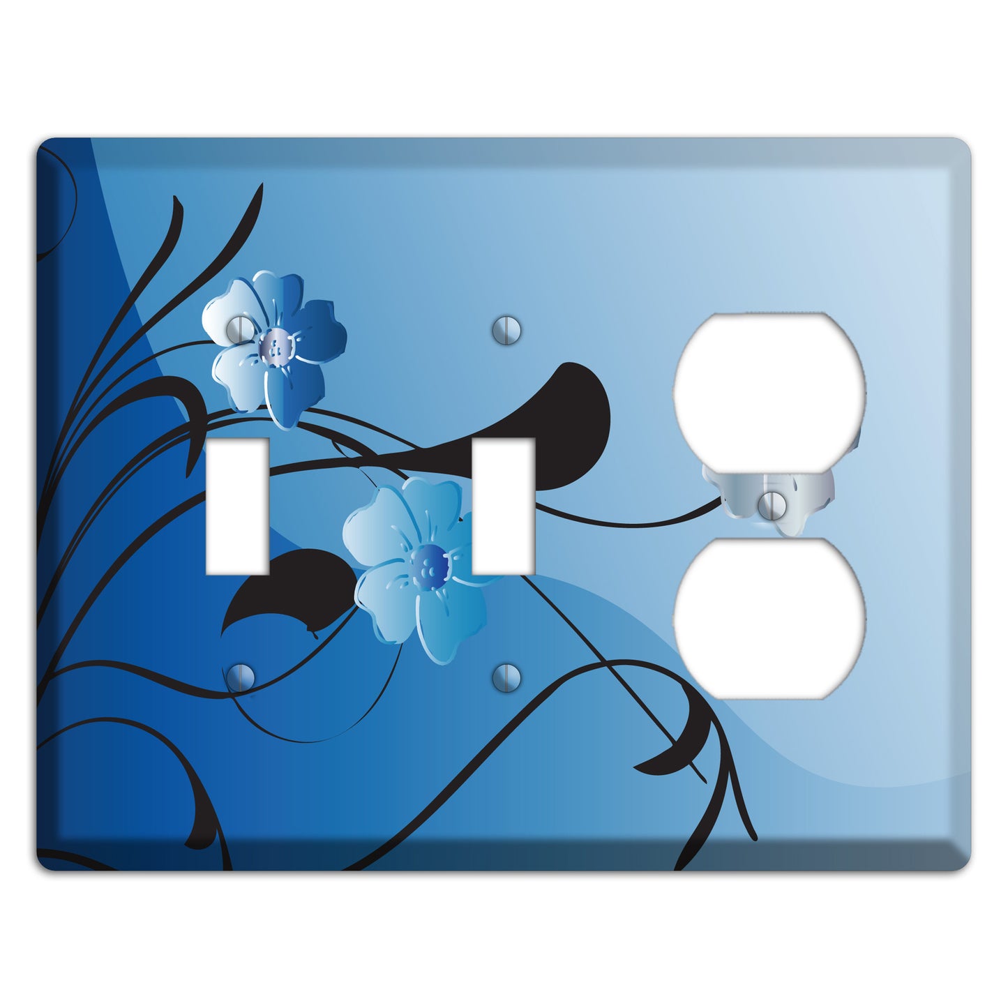 Blue Floral Sprig 2 Toggle / Duplex Wallplate