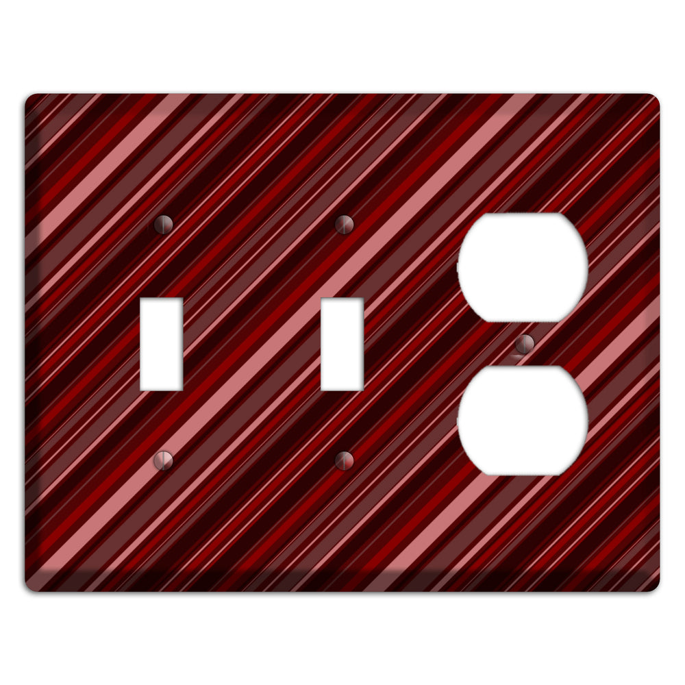 Burgundy Multi Angled Stripes 2 2 Toggle / Duplex Wallplate