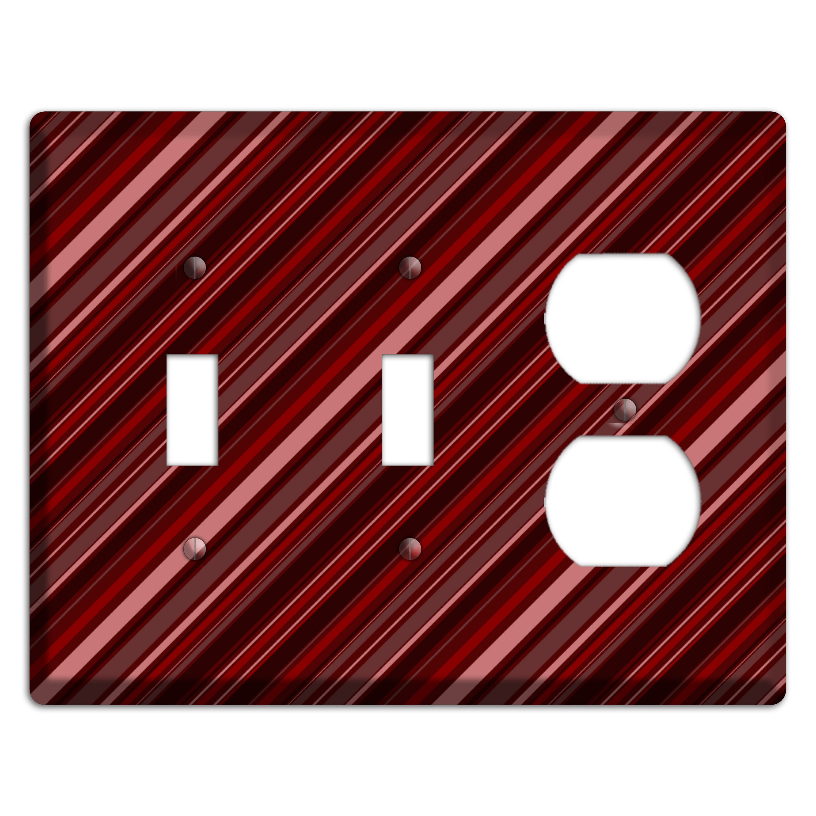Burgundy Multi Angled Stripes 2 2 Toggle / Duplex Wallplate