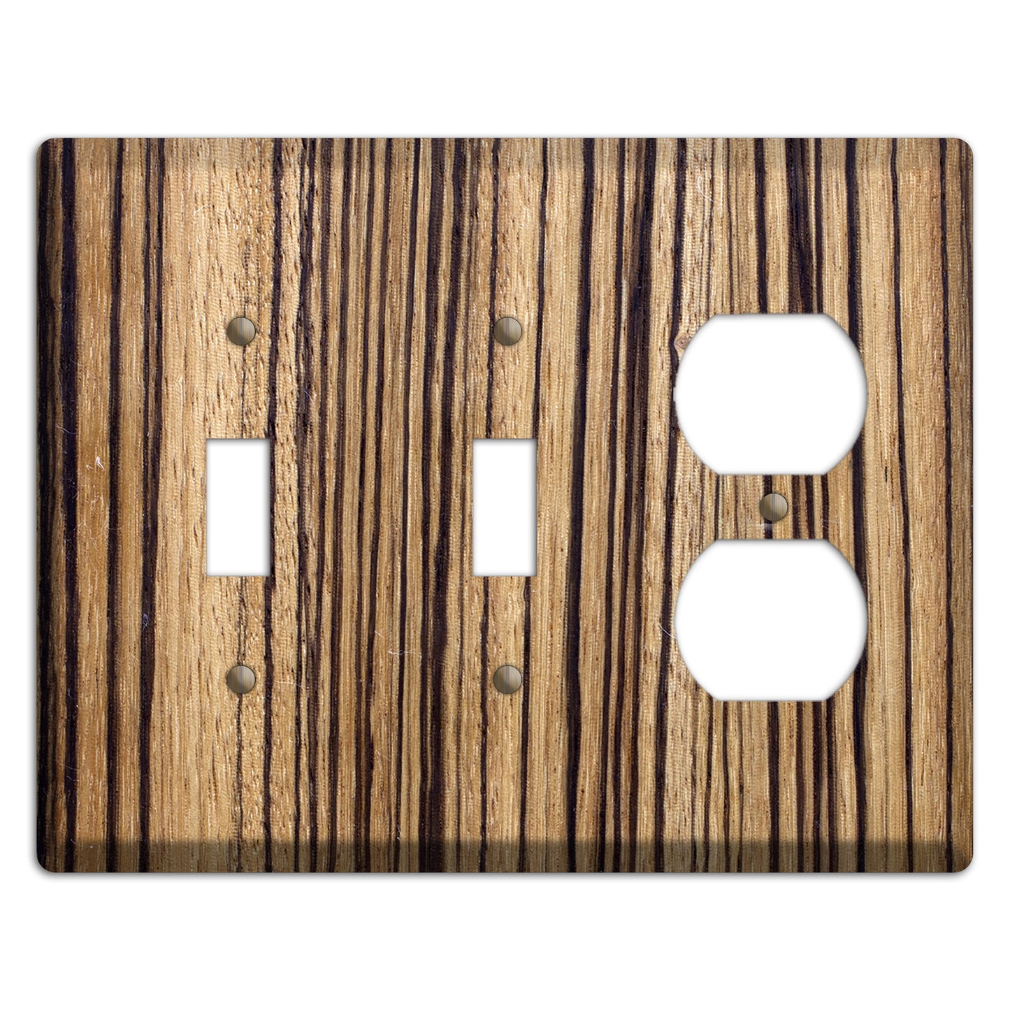 Zebrawood Wood 2 Toggle / Duplex Outlet Cover Plate