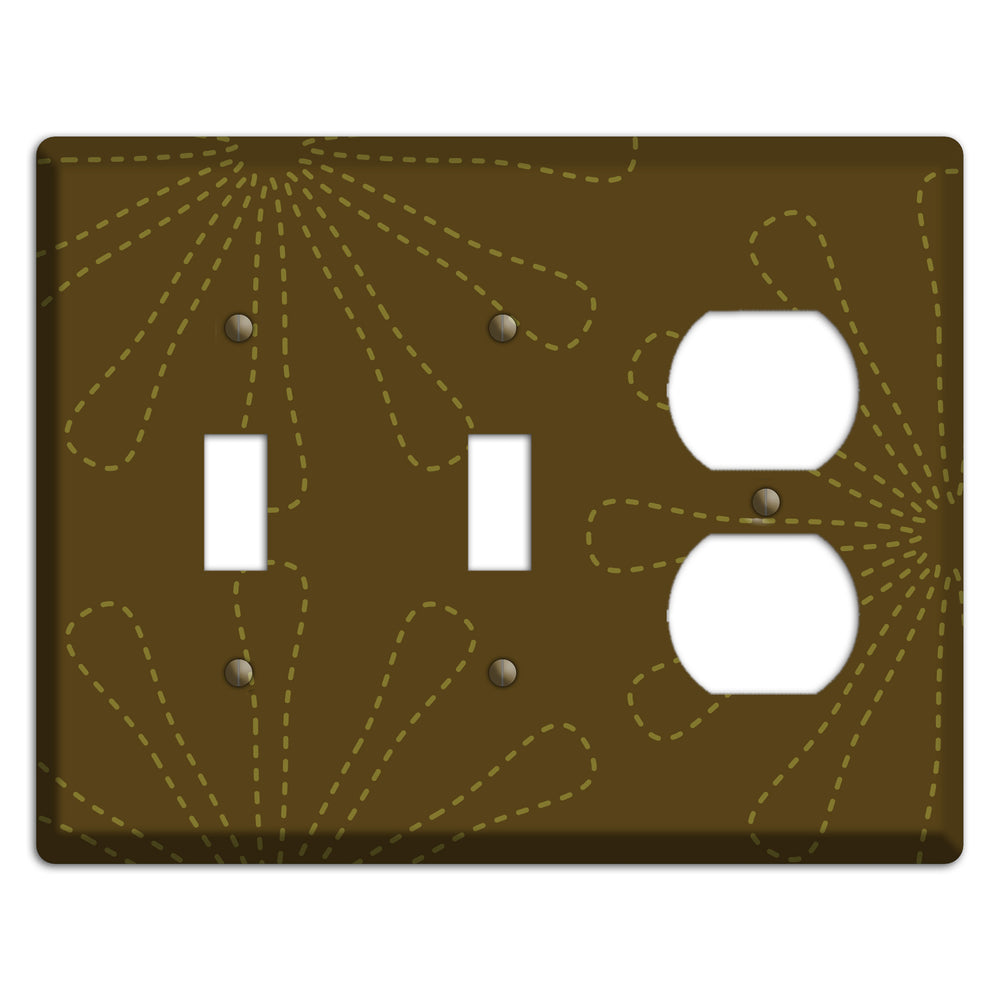 Brown Retro Stipple Floral Contour 2 Toggle / Duplex Wallplate