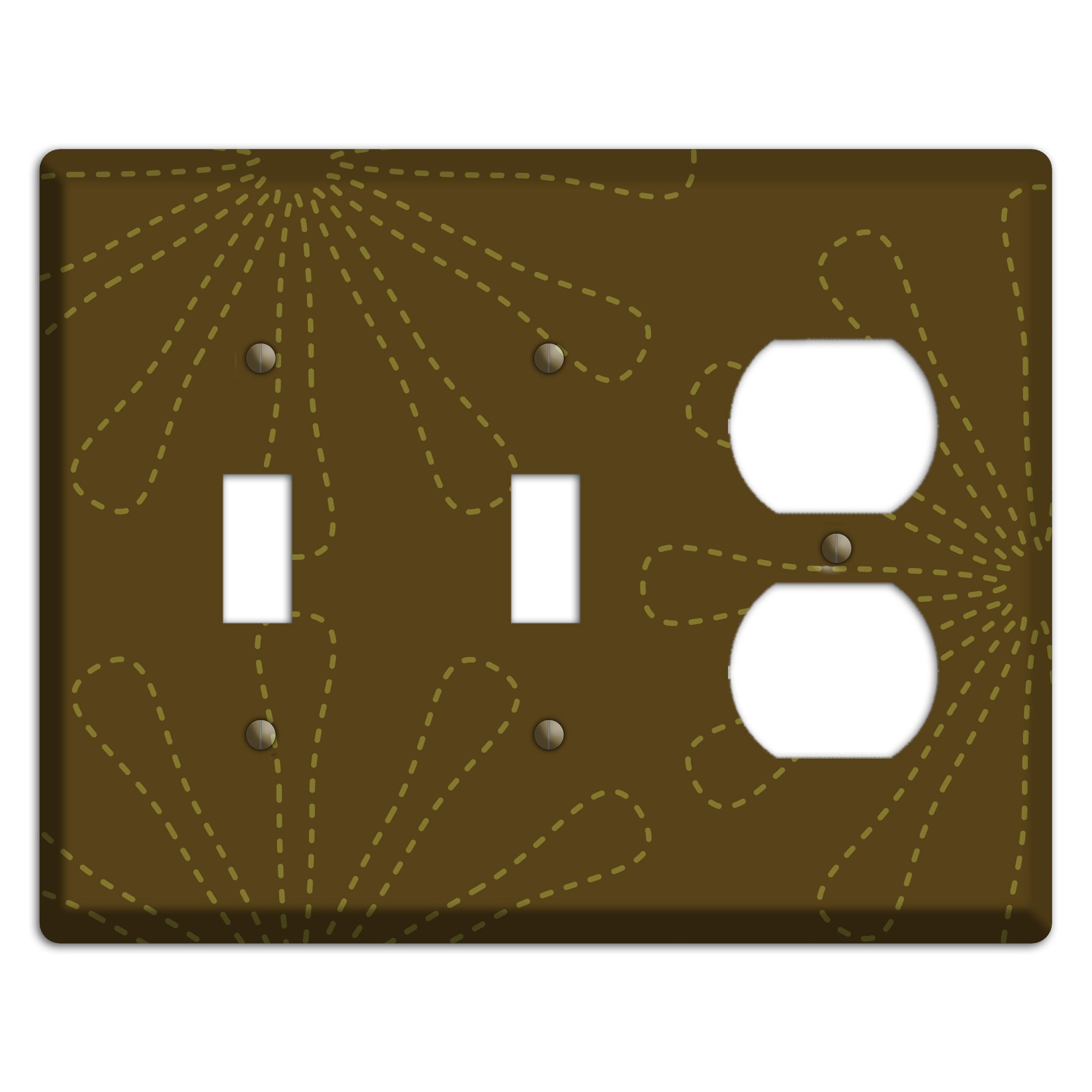 Brown Retro Stipple Floral Contour 2 Toggle / Duplex Wallplate
