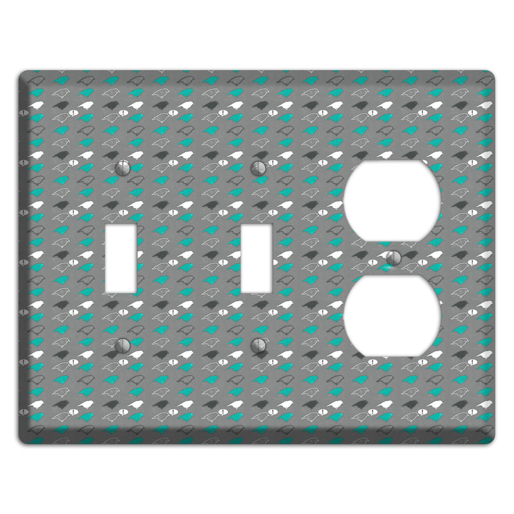 Grey with Small Green Birds 2 Toggle / Duplex Wallplate
