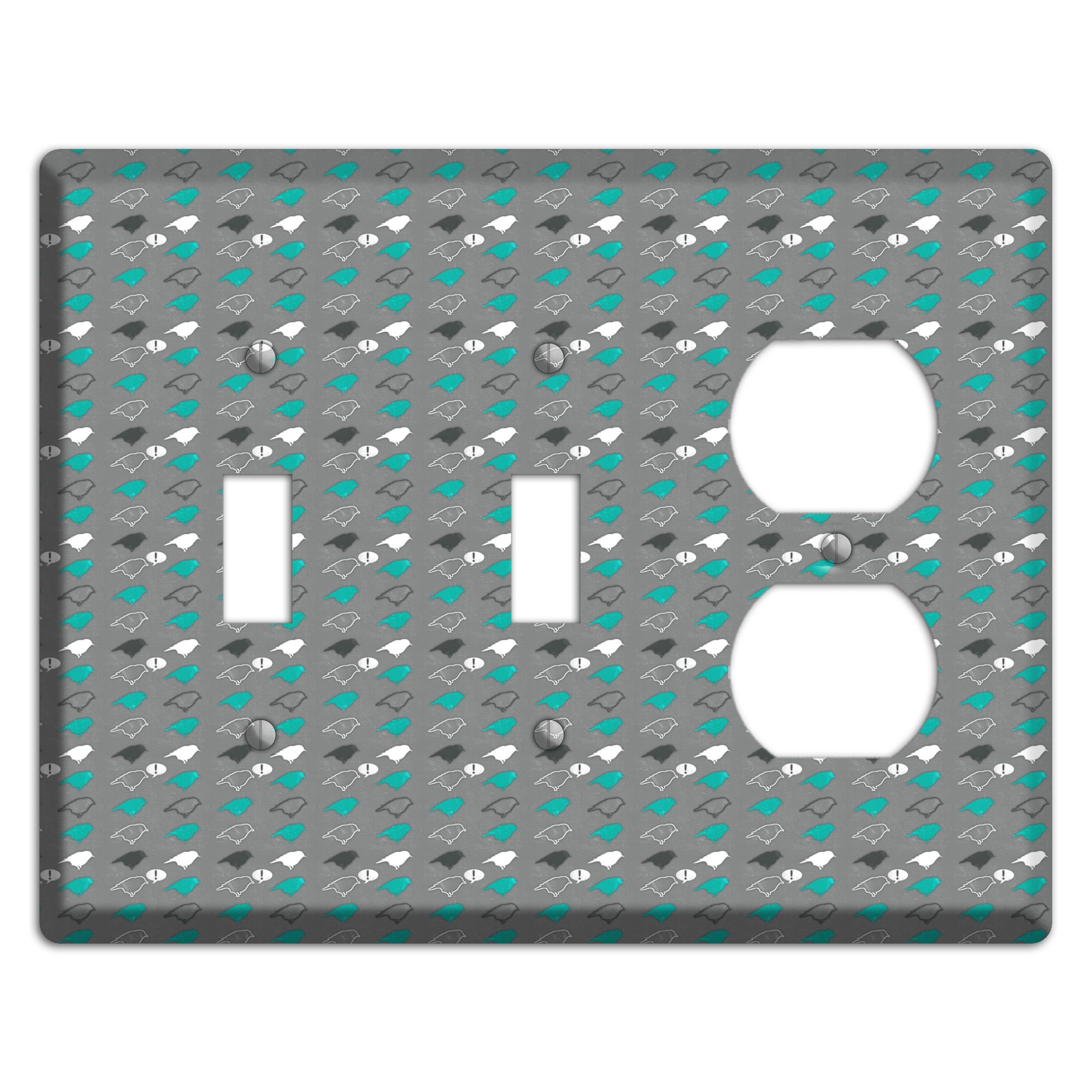 Grey with Small Green Birds 2 Toggle / Duplex Wallplate