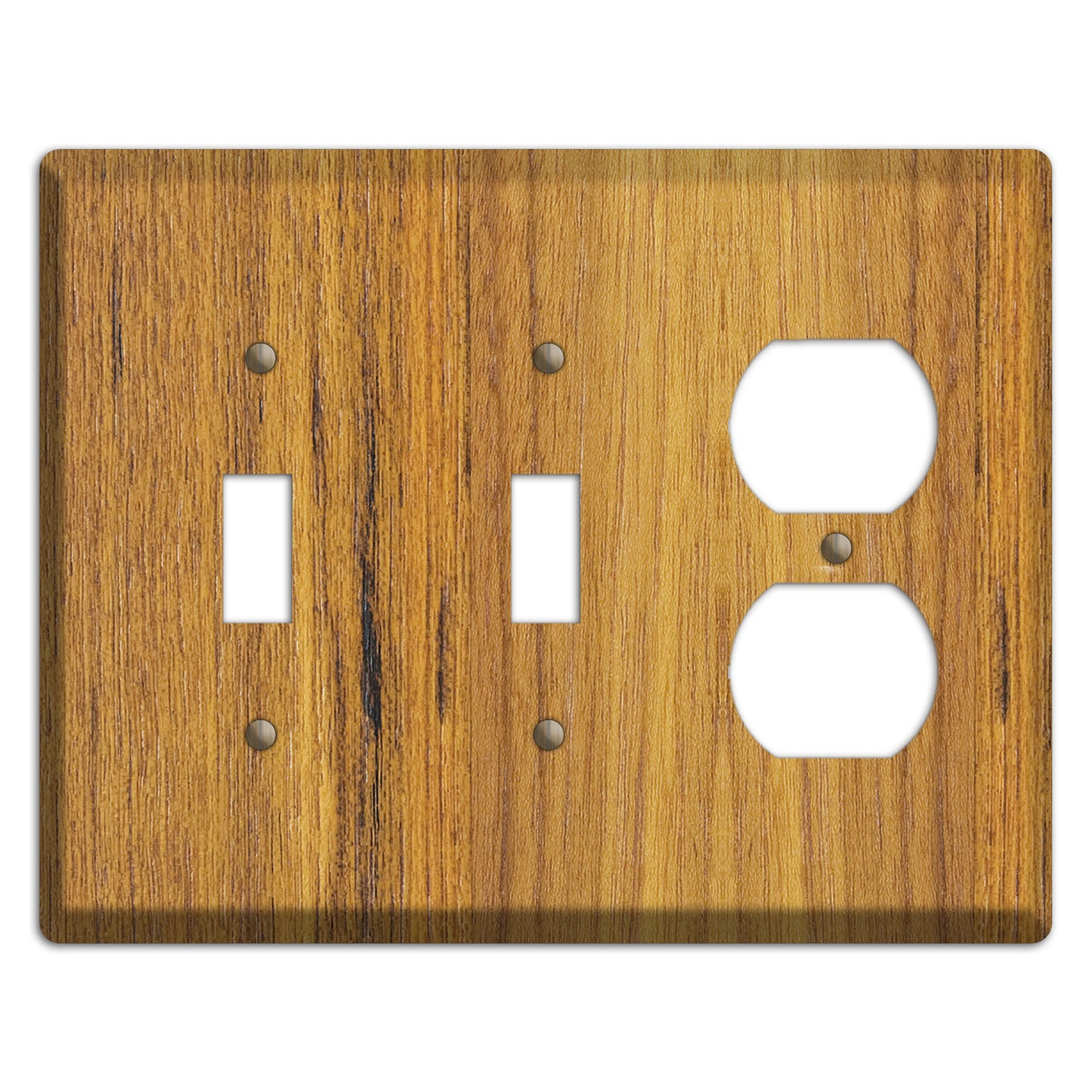 Teak Wood 2 Toggle / Duplex Outlet Cover Plate
