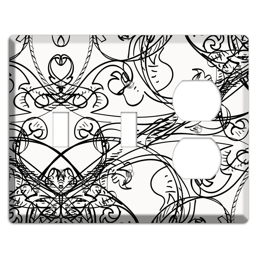 White Deco Sketch 2 Toggle / Duplex Wallplate