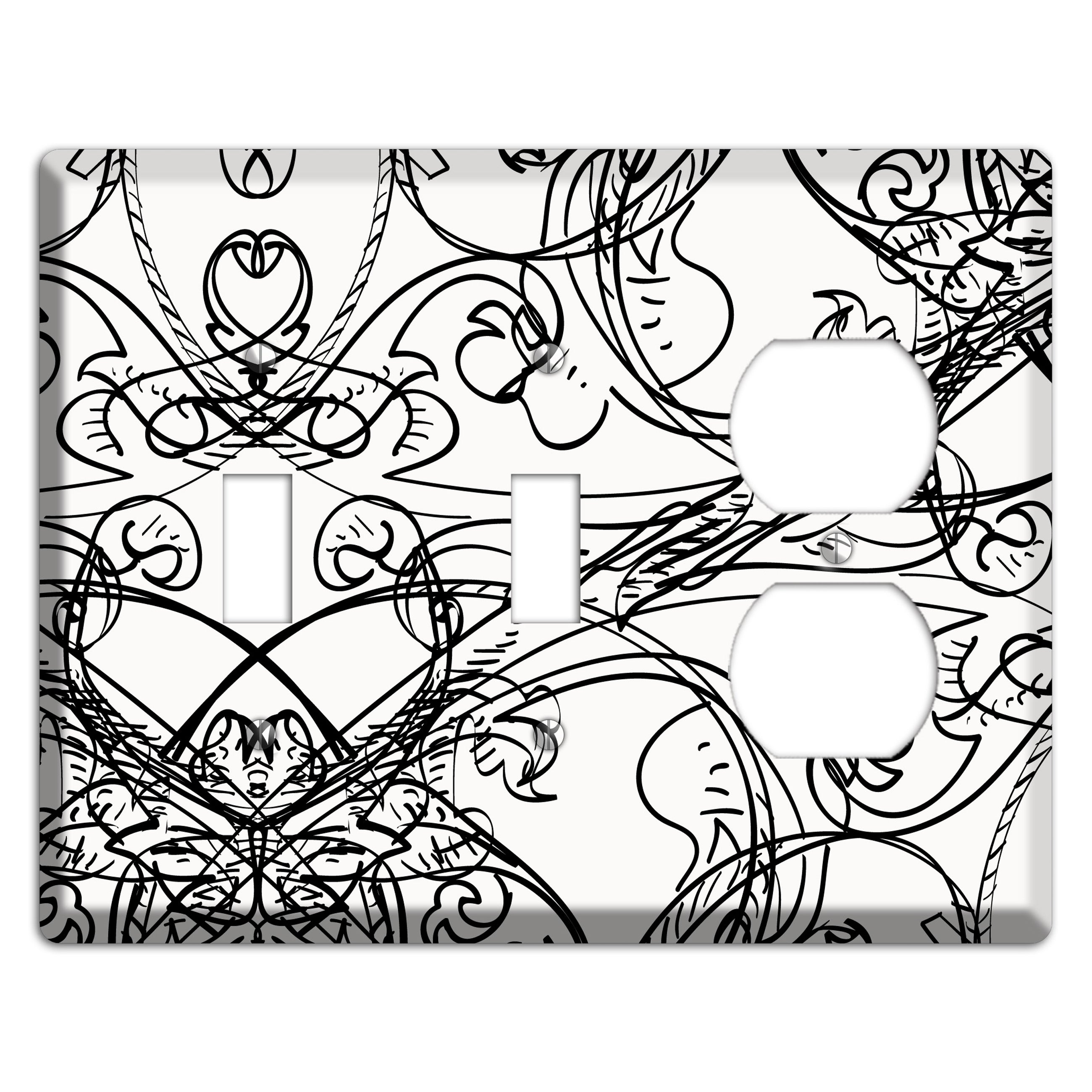 White Deco Sketch 2 Toggle / Duplex Wallplate