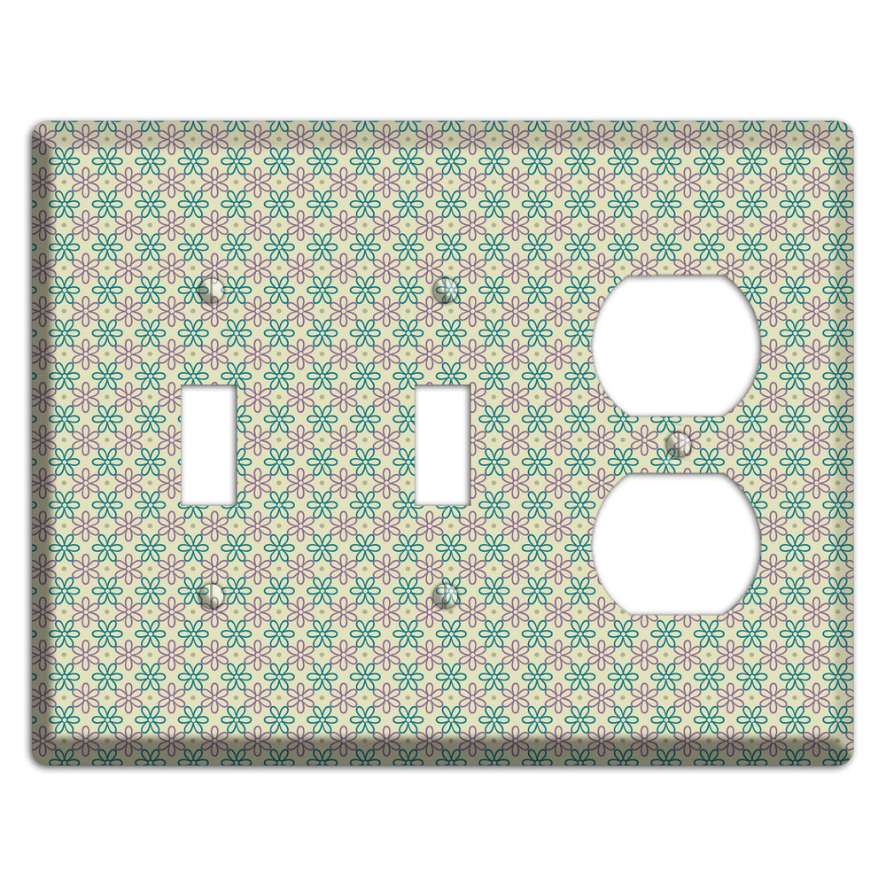 Large Green and Lavender Foulard 2 Toggle / Duplex Wallplate
