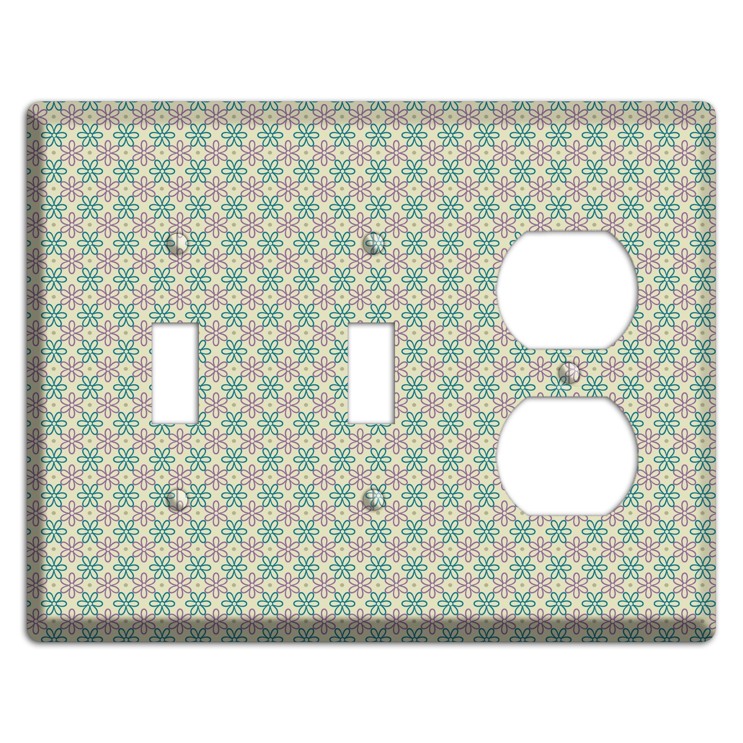 Large Green and Lavender Foulard 2 Toggle / Duplex Wallplate