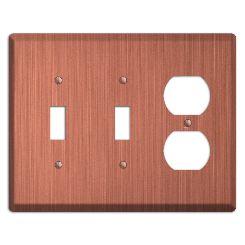Antique Brushed Solid Copper 2 Toggle / Duplex Wallplate