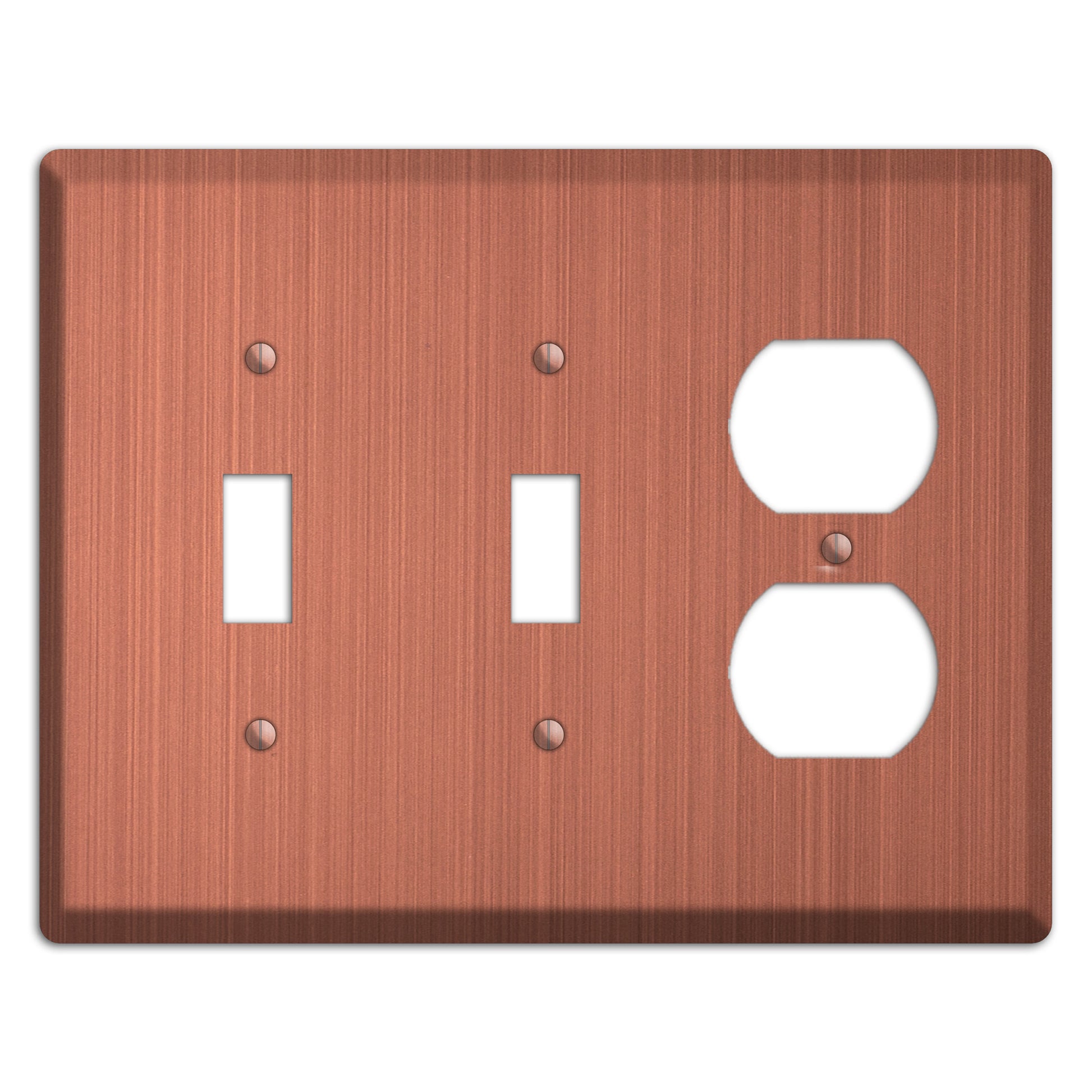 Antique Brushed Solid Copper 2 Toggle / Duplex Wallplate