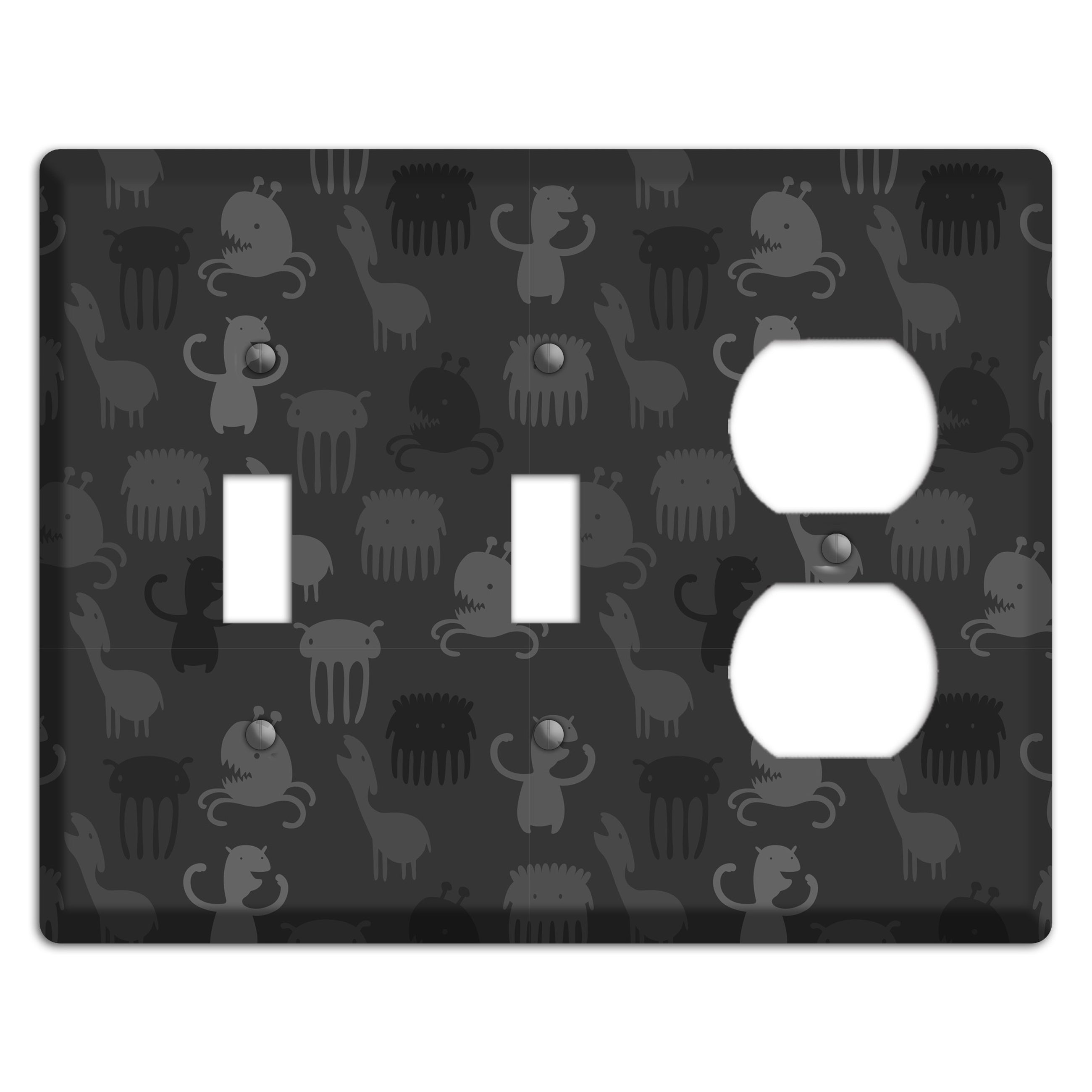 Silly Monsters Black and Grey 2 Toggle / Duplex Wallplate