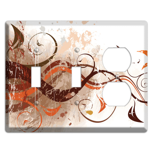 Brown Maroon Orange Swirl and Splatter 2 Toggle / Duplex Wallplate