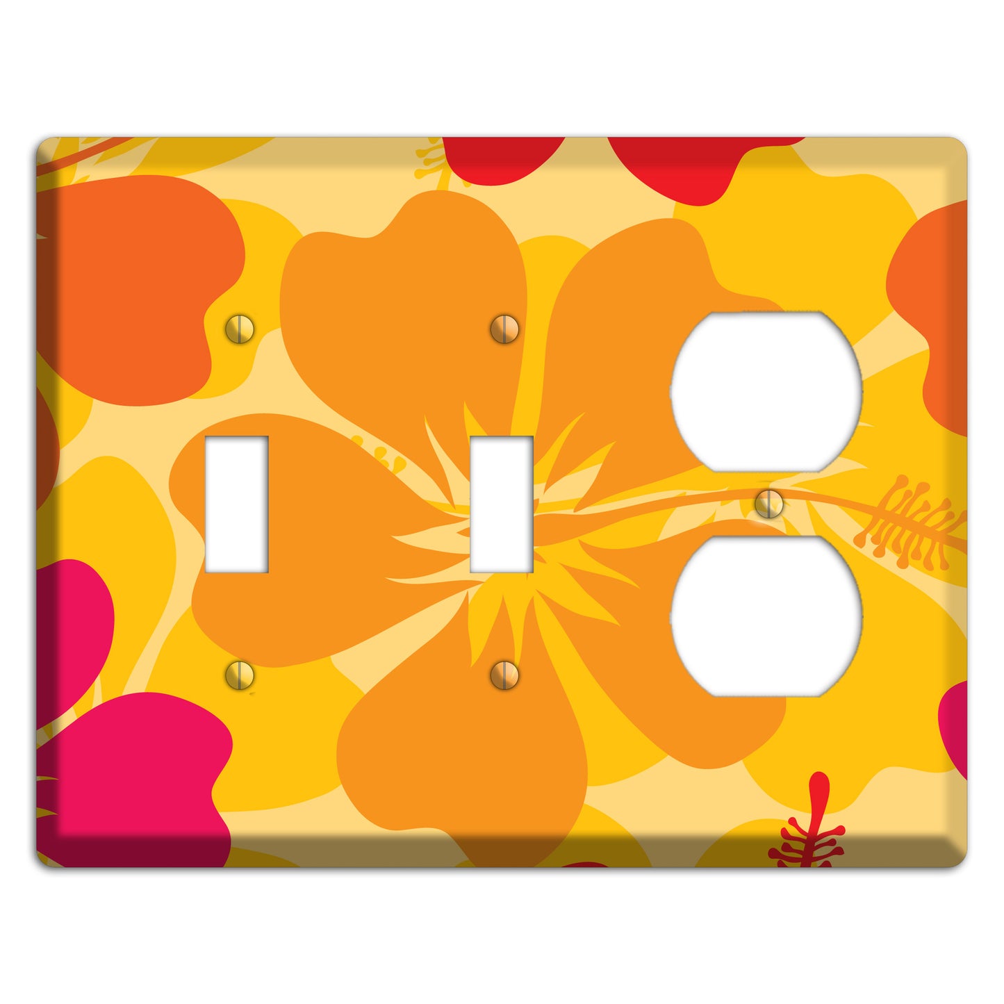 Orange Retro Flowers 2 2 Toggle / Duplex Wallplate