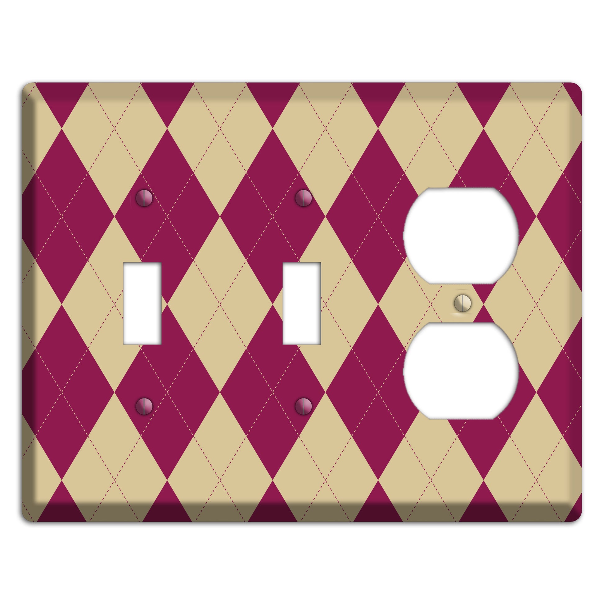 Red and Tan Argyle 2 Toggle / Duplex Wallplate