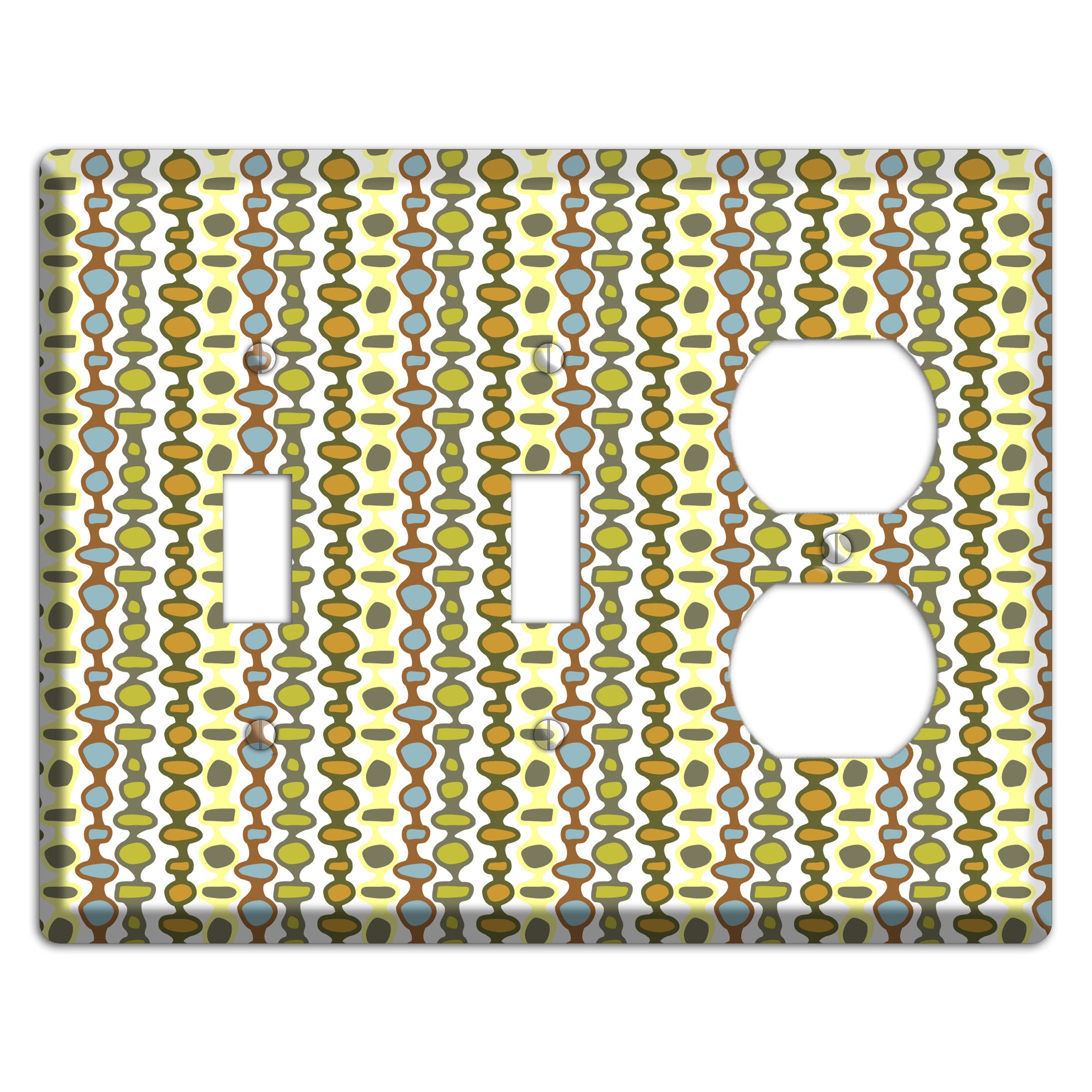 Multi Grey and Umber Bead and Reel 2 Toggle / Duplex Wallplate