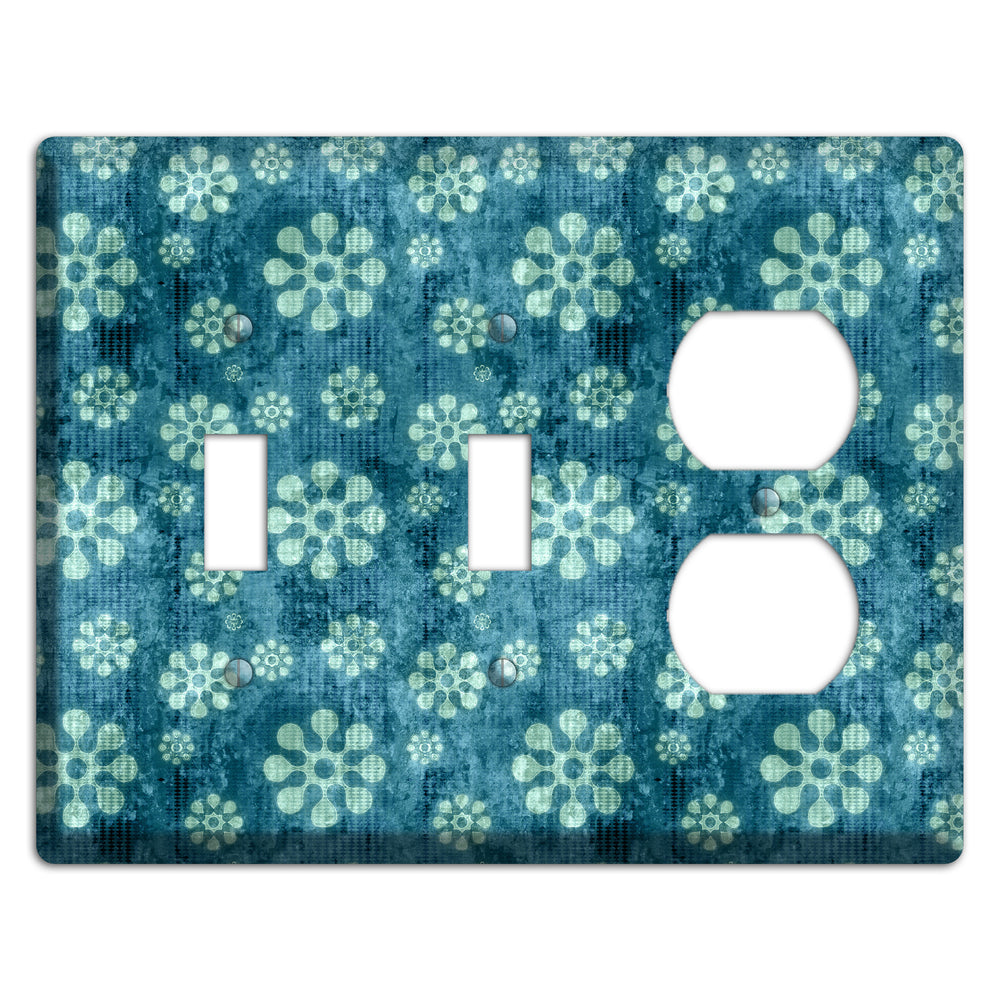 Turquoise Grunge Floral 2 Toggle / Duplex Wallplate