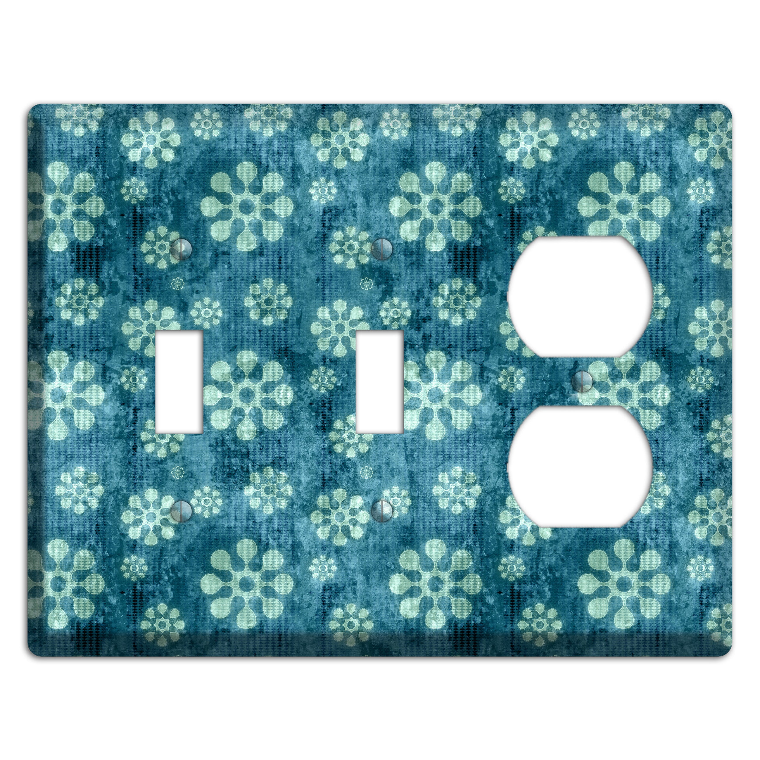 Turquoise Grunge Floral 2 Toggle / Duplex Wallplate