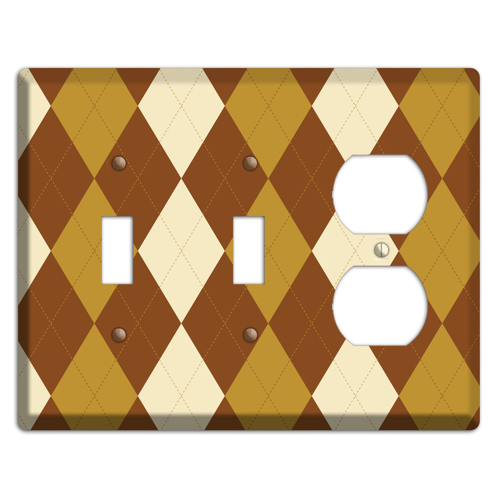 Multi Brown Argyle 2 Toggle / Duplex Wallplate