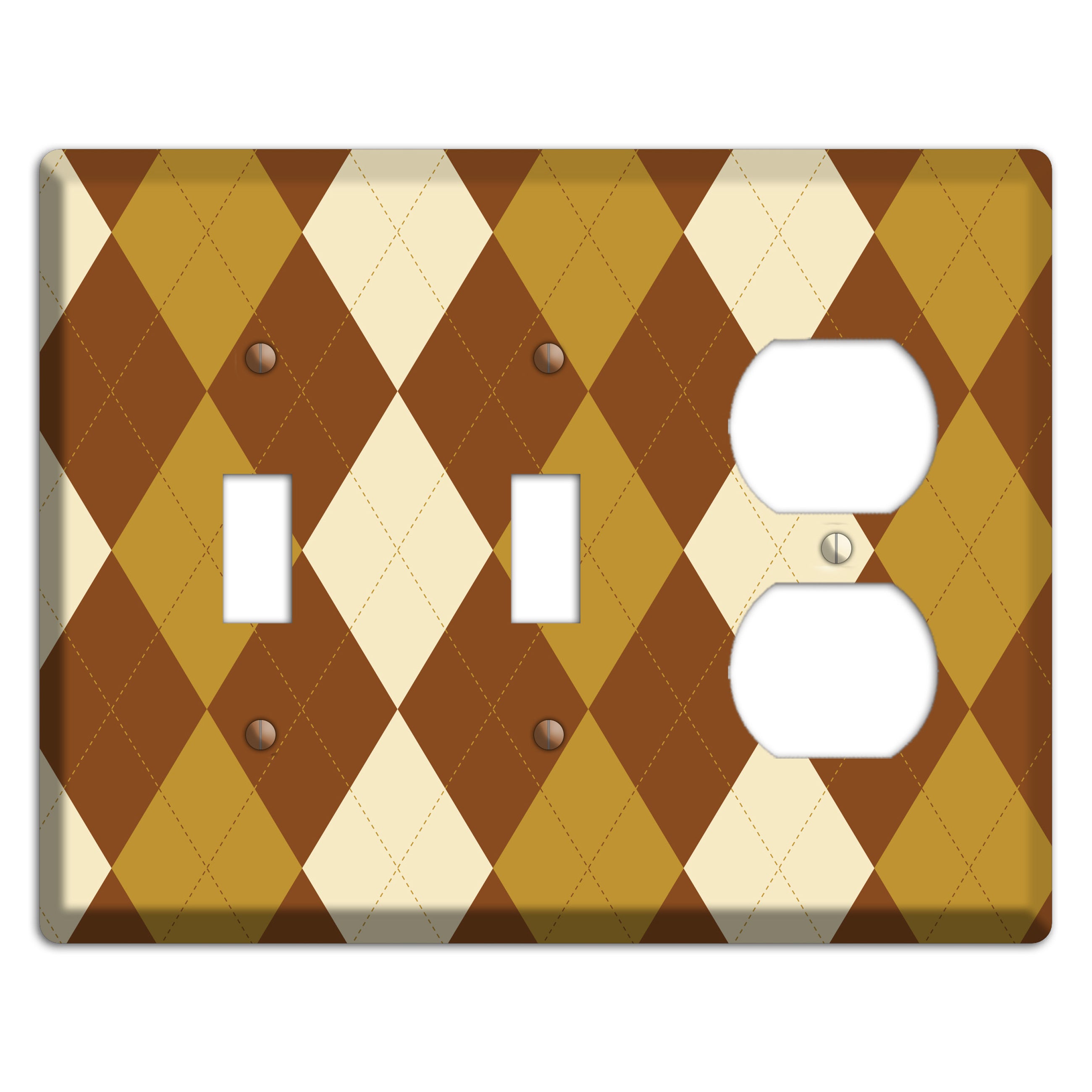 Multi Brown Argyle 2 Toggle / Duplex Wallplate
