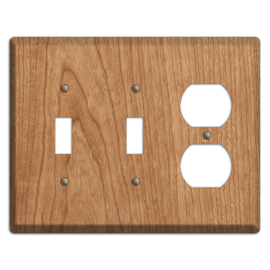 Cherry Wood 2 Toggle / Duplex Outlet Cover Plate