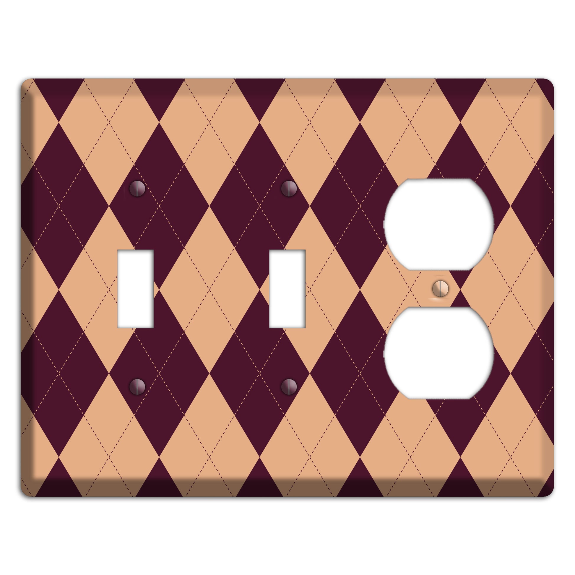 Purple and Beige Argyle 2 Toggle / Duplex Wallplate