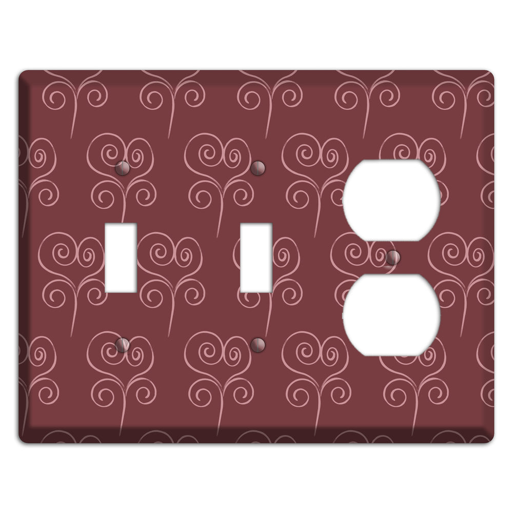 Maroon Scroll Heart 2 Toggle / Duplex Wallplate