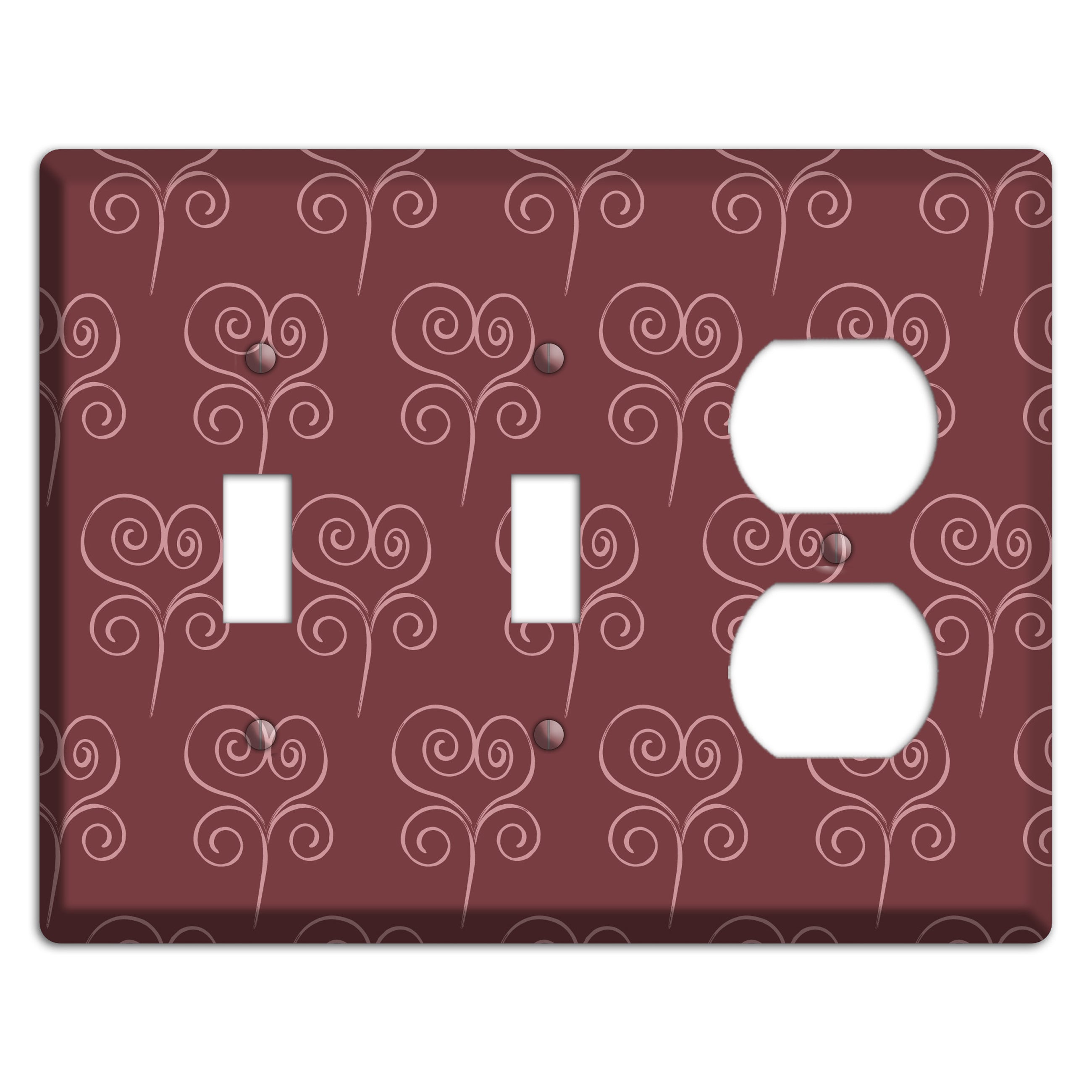 Maroon Scroll Heart 2 Toggle / Duplex Wallplate