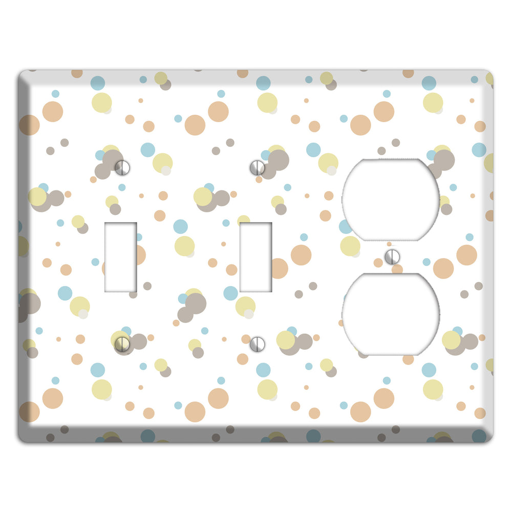 White with Soft Sage Blue and Umber Small Dots 2 Toggle / Duplex Wallplate