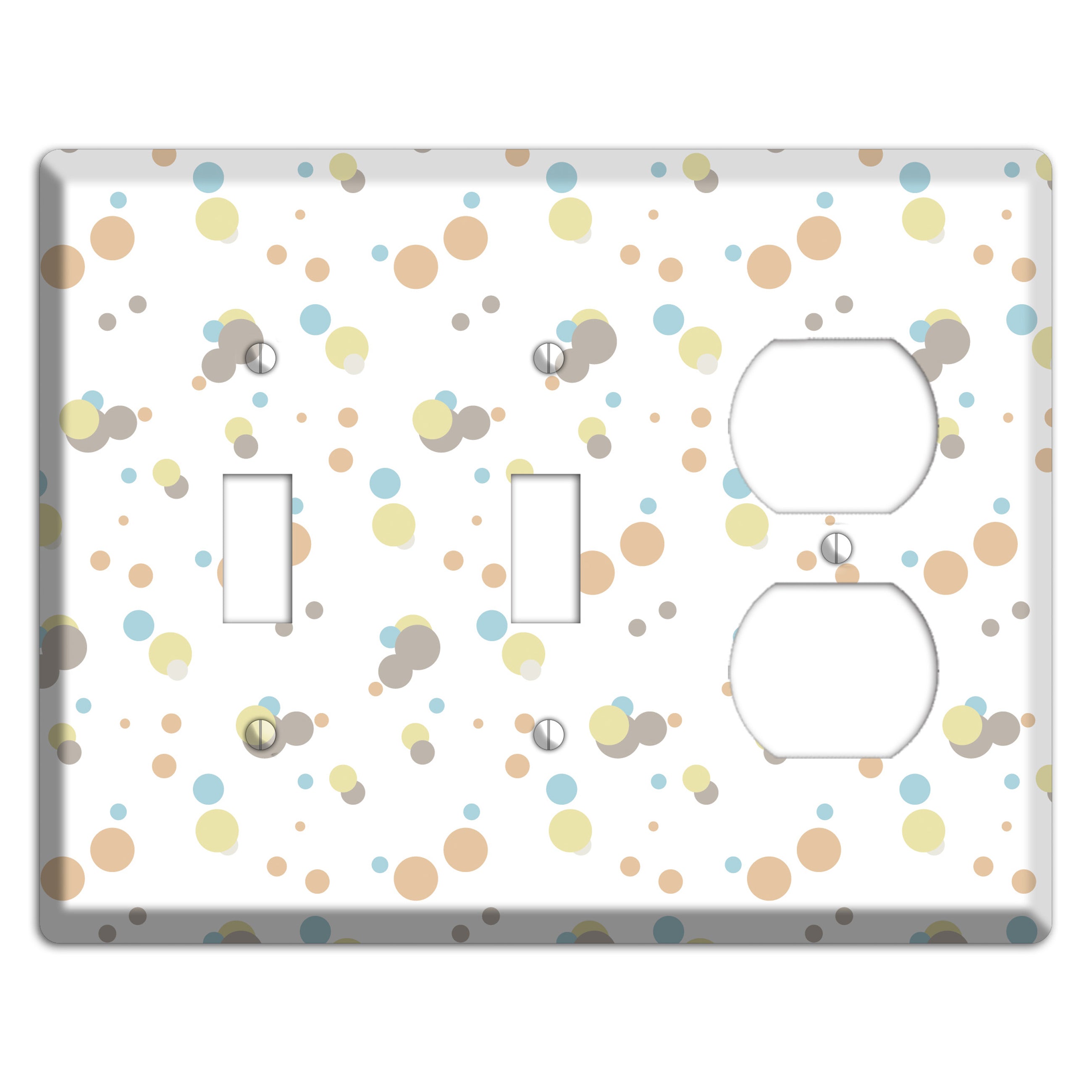 White with Soft Sage Blue and Umber Small Dots 2 Toggle / Duplex Wallplate