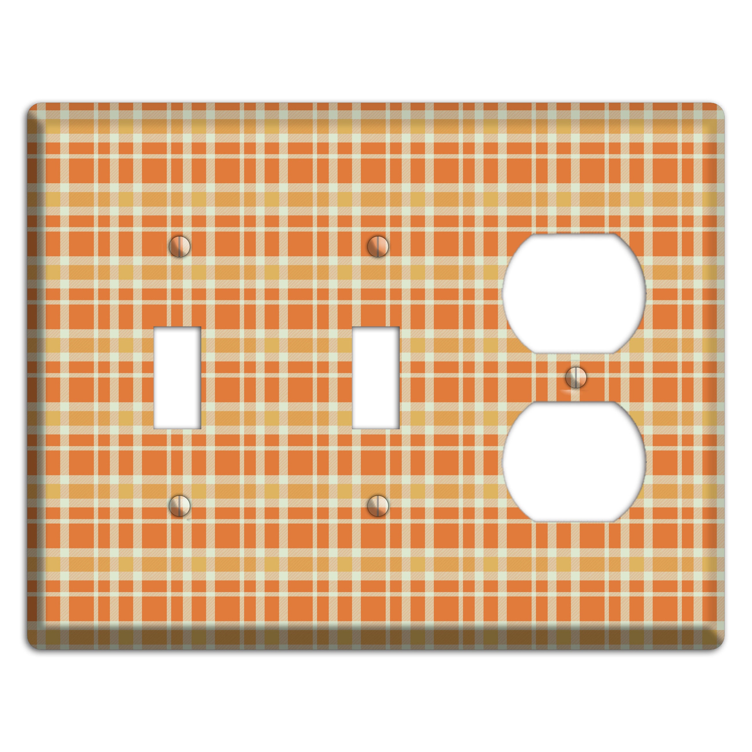 Orange and Beige Plaid 2 Toggle / Duplex Wallplate