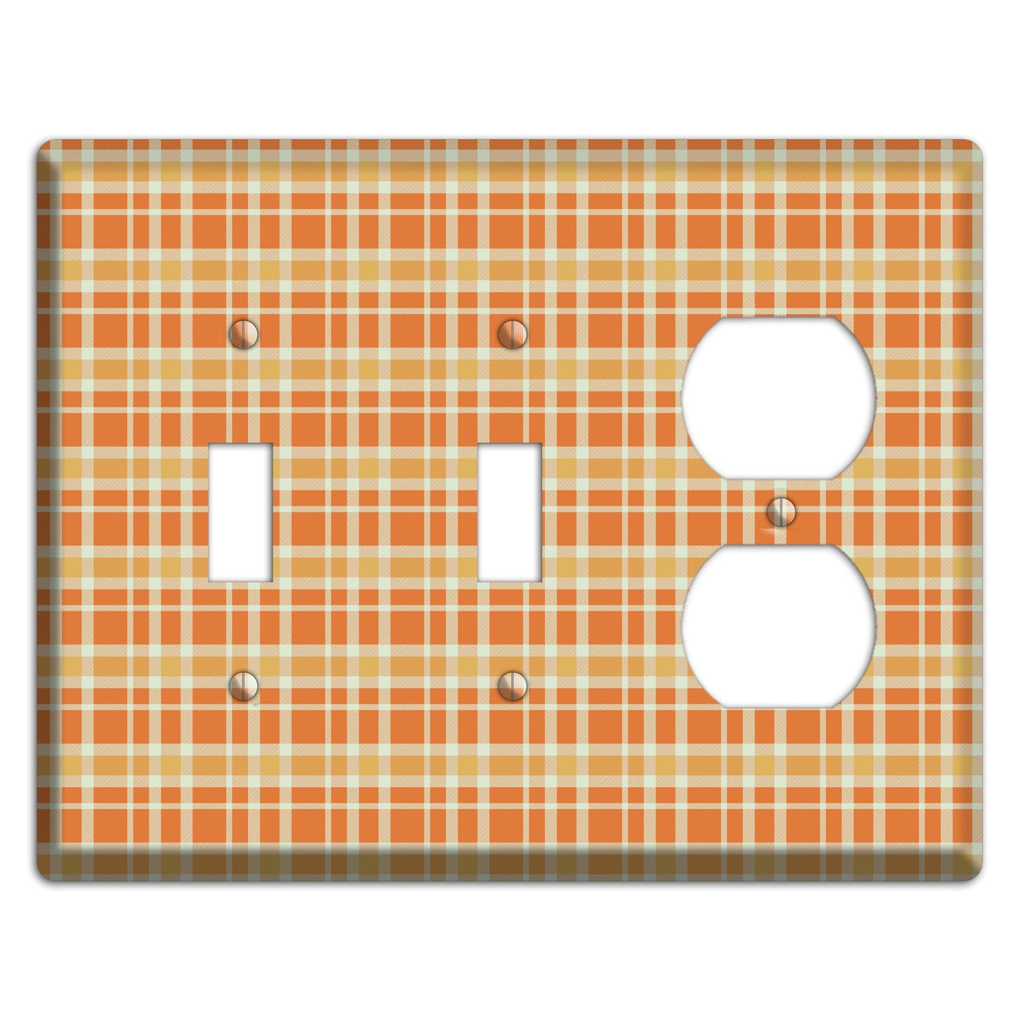 Orange and Beige Plaid 2 Toggle / Duplex Wallplate