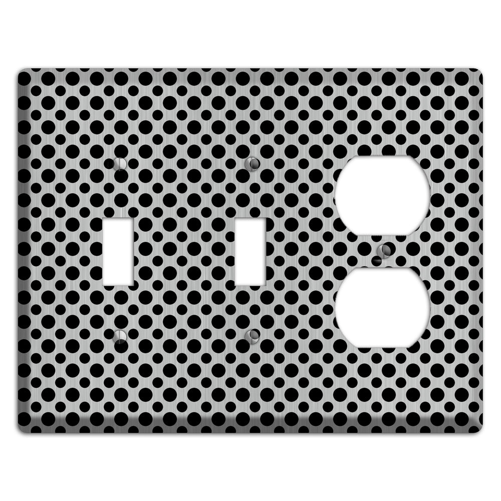 Multi Small Polka Dots Stainless Steel 2 Toggle / Duplex Wallplate