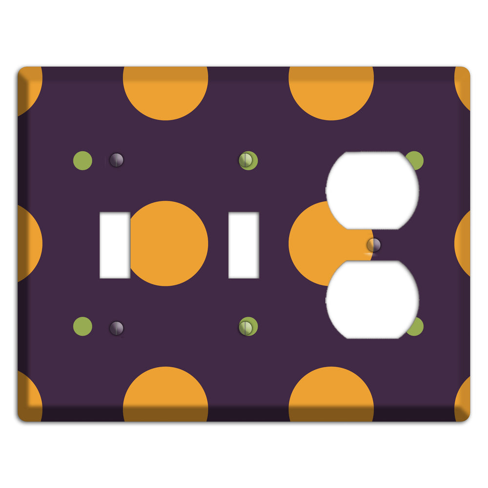 Eggplant with Orange and Lime Multi Tiled Medium Dots 2 Toggle / Duplex Wallplate