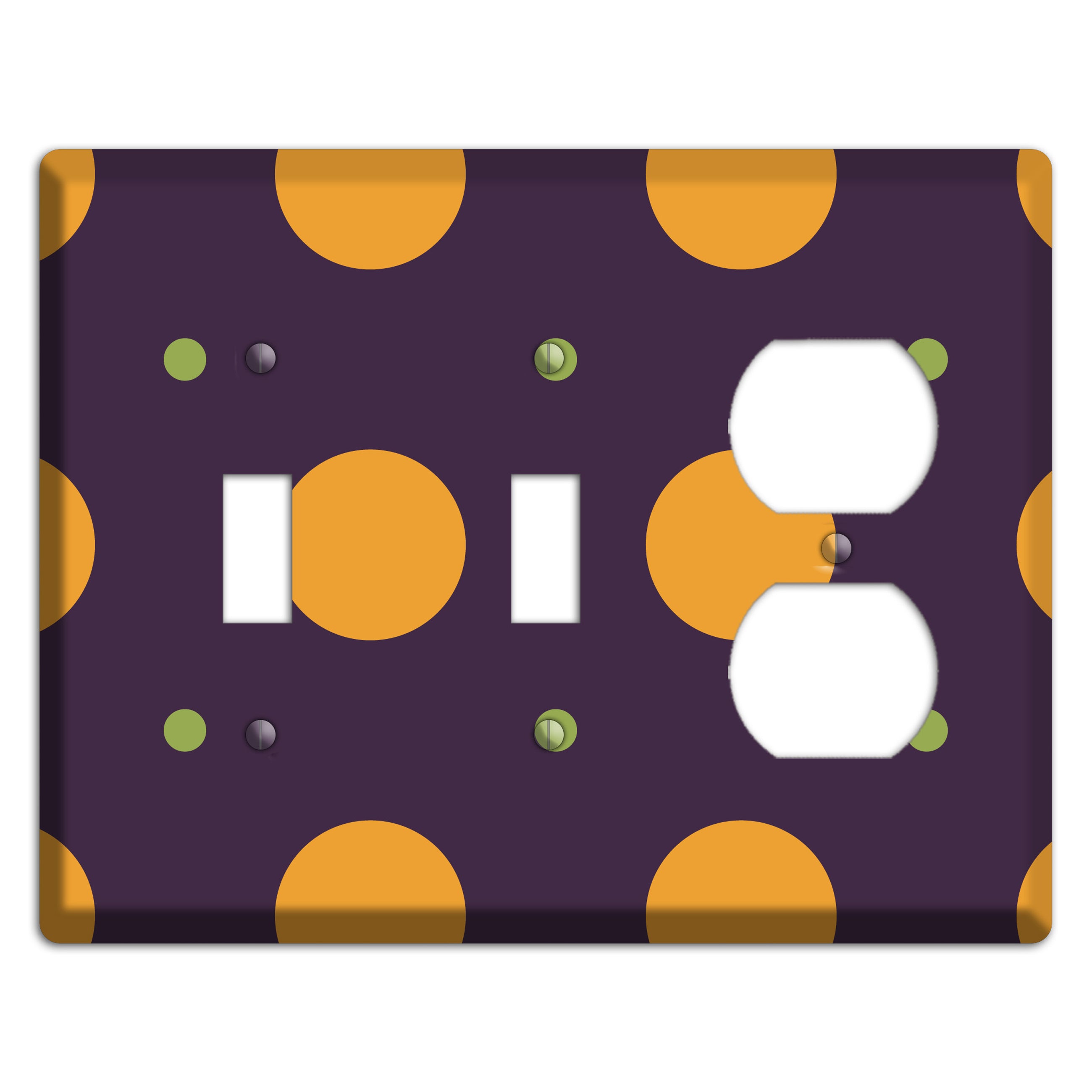 Eggplant with Orange and Lime Multi Tiled Medium Dots 2 Toggle / Duplex Wallplate