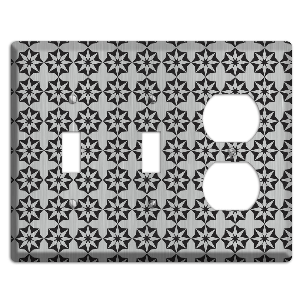 Stainless Steel with Black Foulard 2 Toggle / Duplex Wallplate