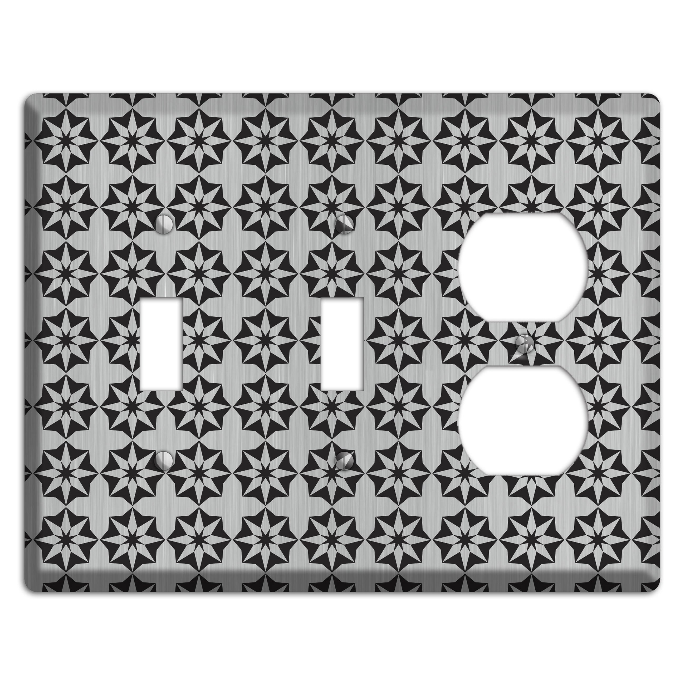 Stainless with Black Foulard 2 Toggle / Duplex Wallplate