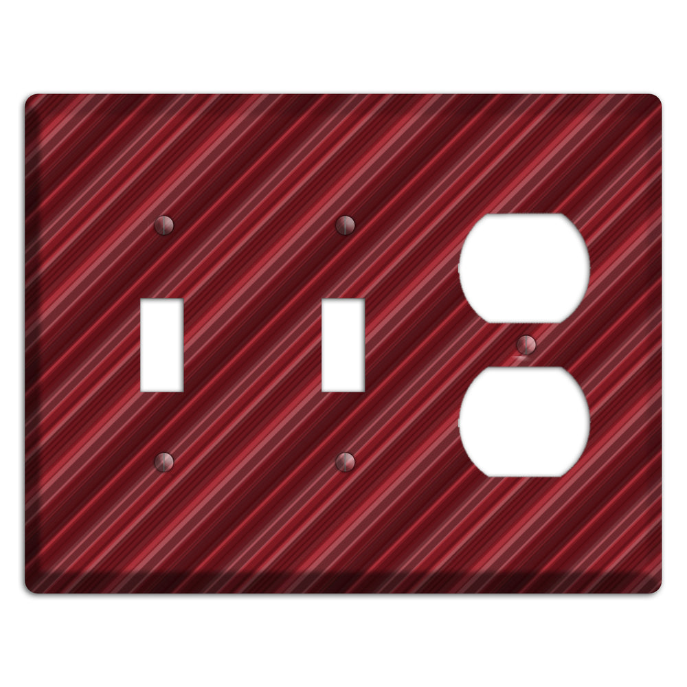 Burgundy Multi Angled Stripes 2 Toggle / Duplex Wallplate