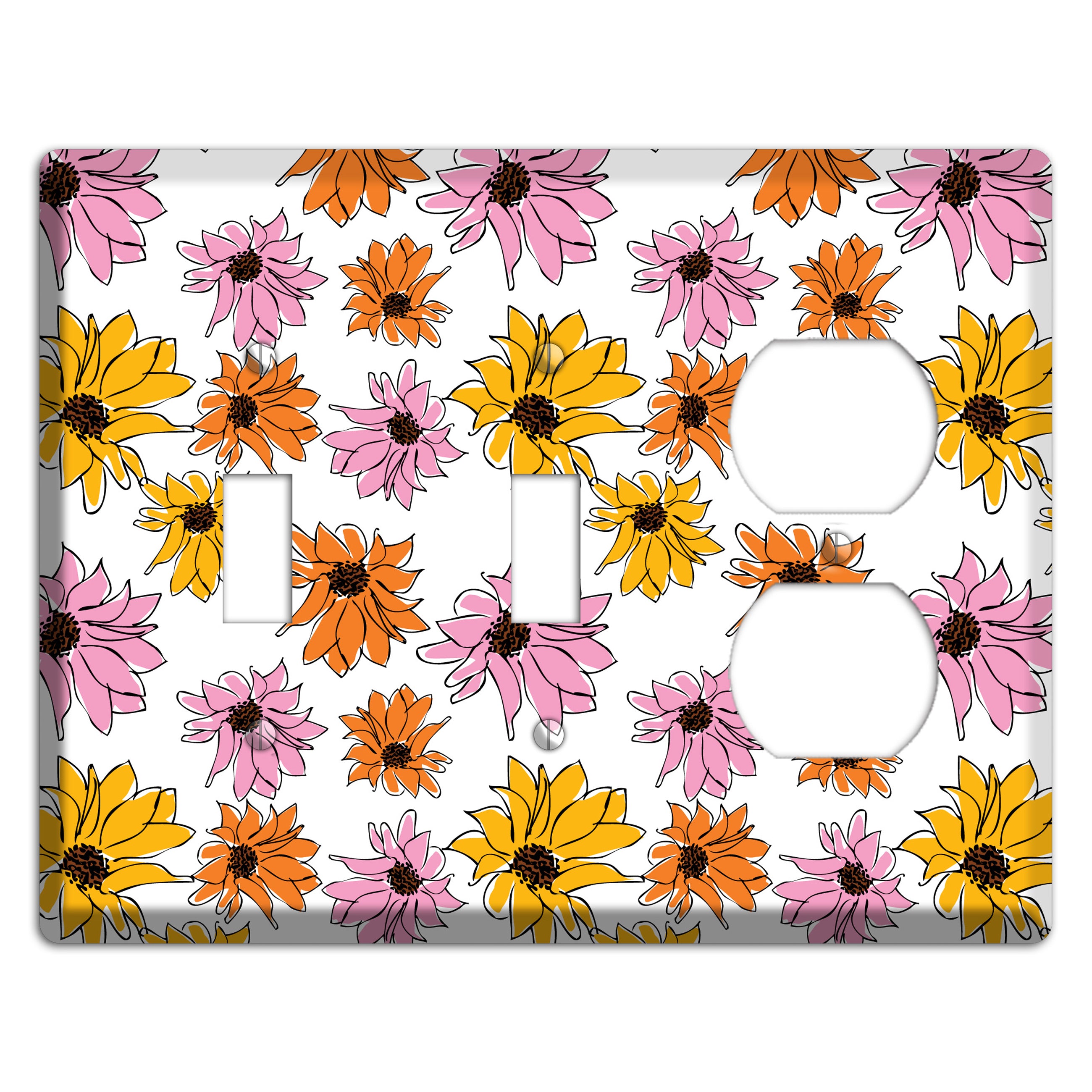 Pink Orange Yellow Flowers 2 Toggle / Duplex Wallplate