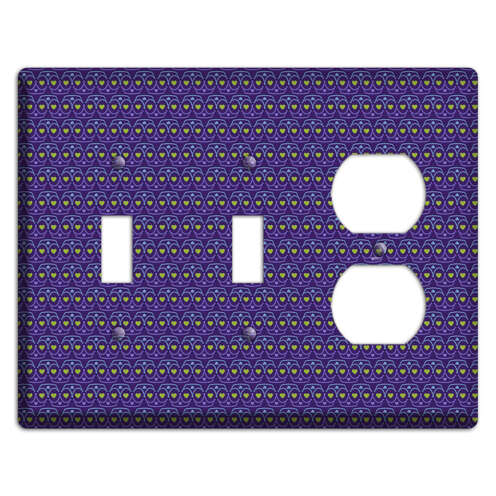 Purple Blue and Green Geometric Hearts 2 Toggle / Duplex Wallplate