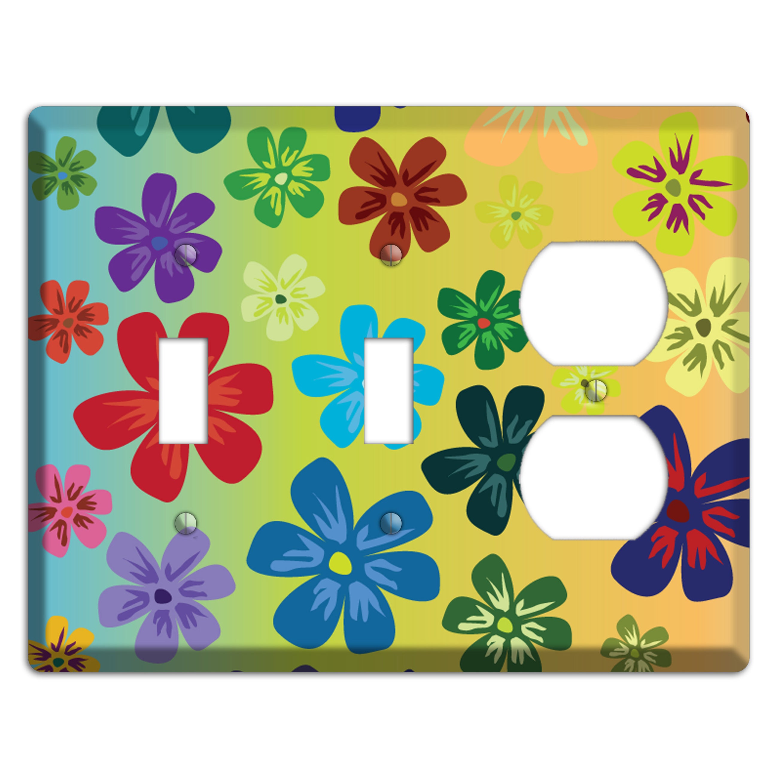 Blue to yellow Flowers 2 Toggle / Duplex Wallplate