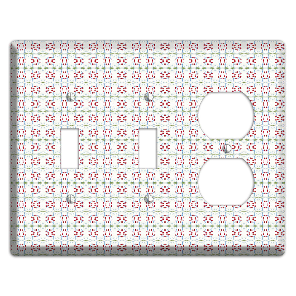 White with Red and Green Tapestry 2 Toggle / Duplex Wallplate