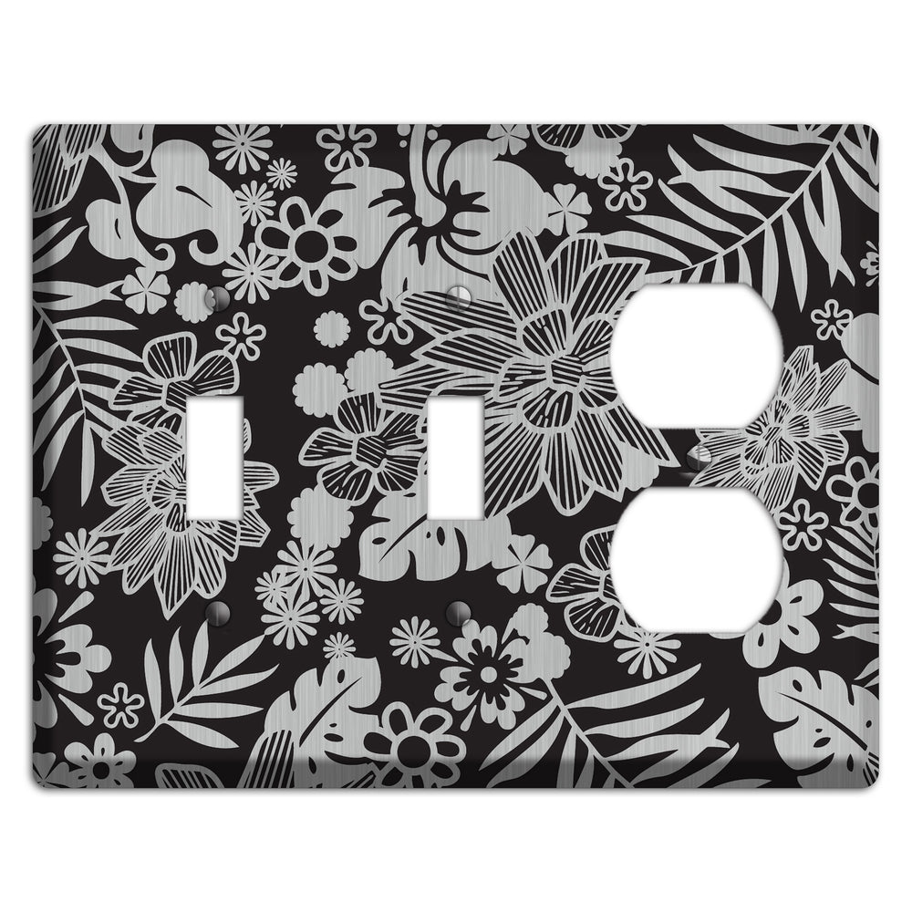 Black with Stainless Steel Tropical 2 Toggle / Duplex Wallplate