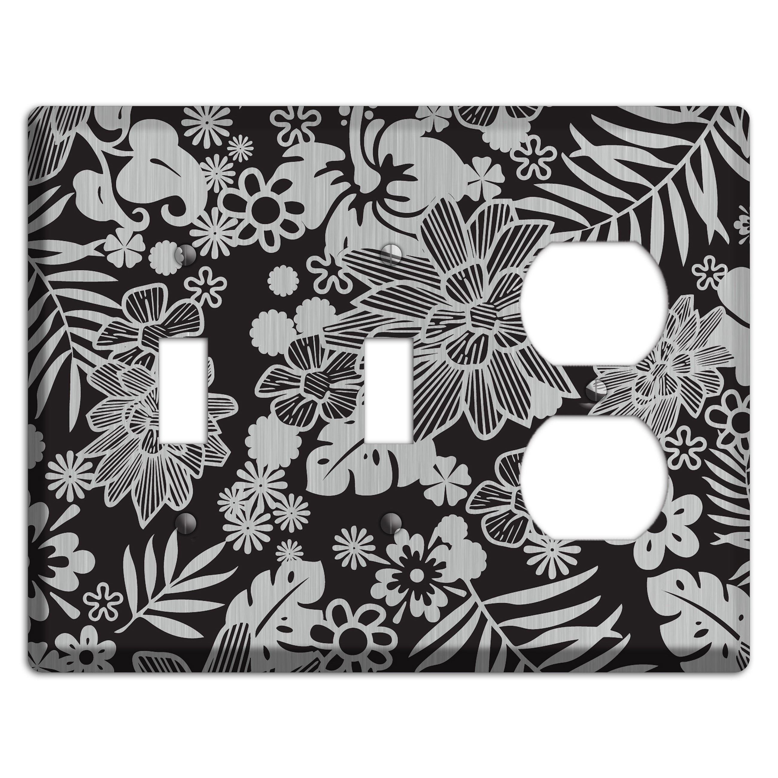 Black with Stainless Tropical 2 Toggle / Duplex Wallplate