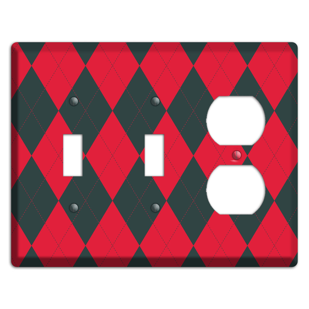 Red and Black Argyle 2 Toggle / Duplex Wallplate