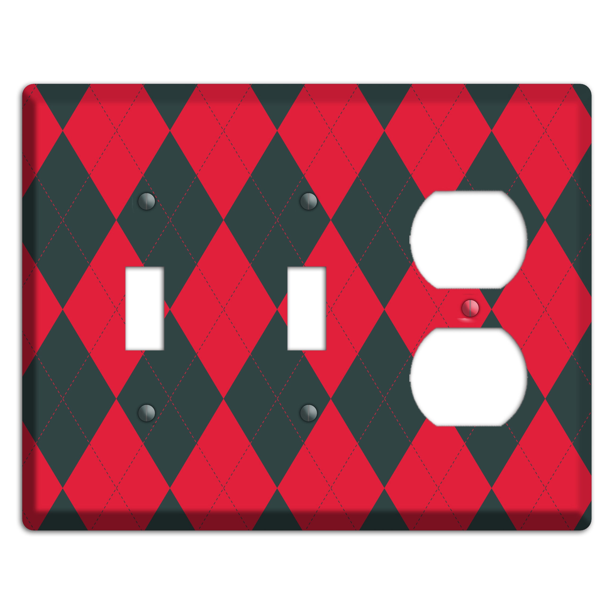 Red and Black Argyle 2 Toggle / Duplex Wallplate