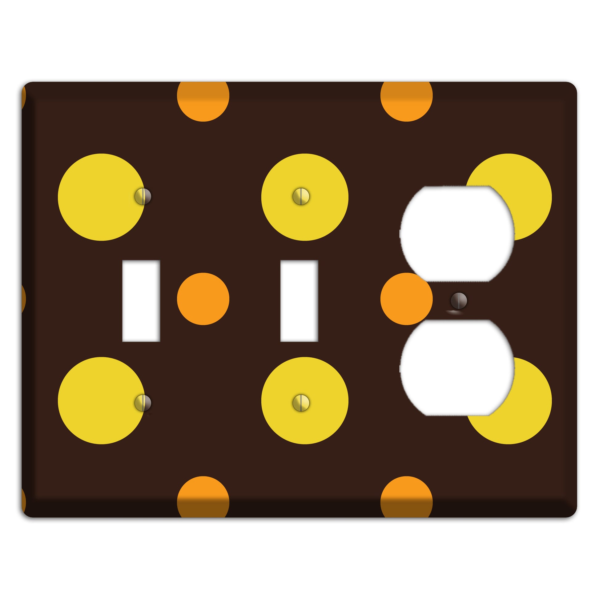 Black with Yellow and Orange Multi Medium Polka Dots 2 Toggle / Duplex Wallplate