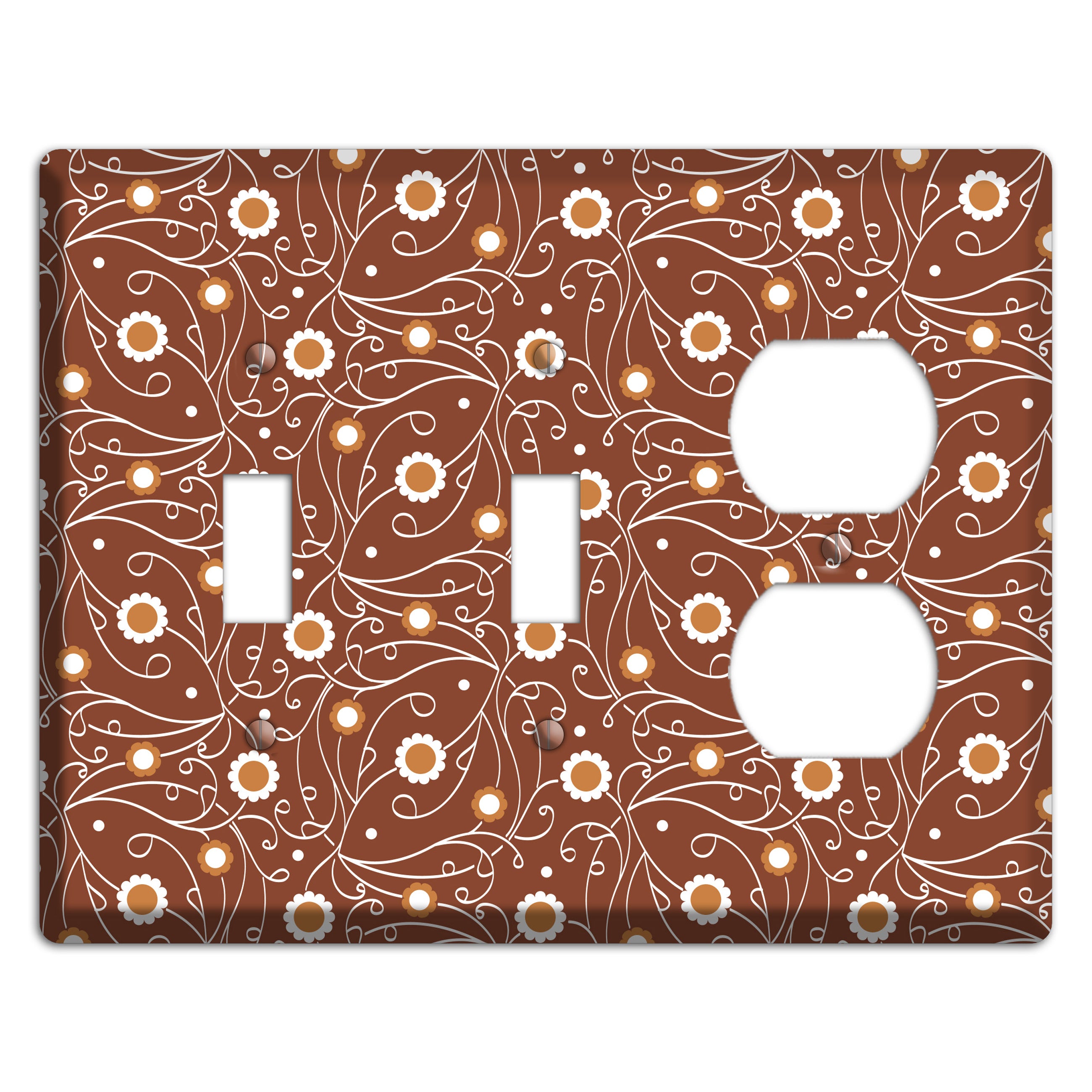Brown Vine Floral 2 Toggle / Duplex Wallplate